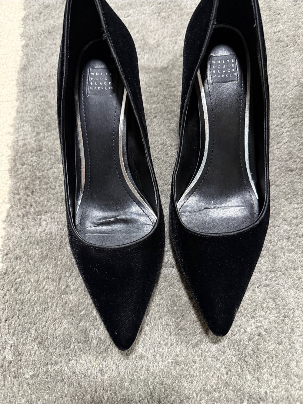 White House Black Market Black Velvet Pointed-Toe Pumps